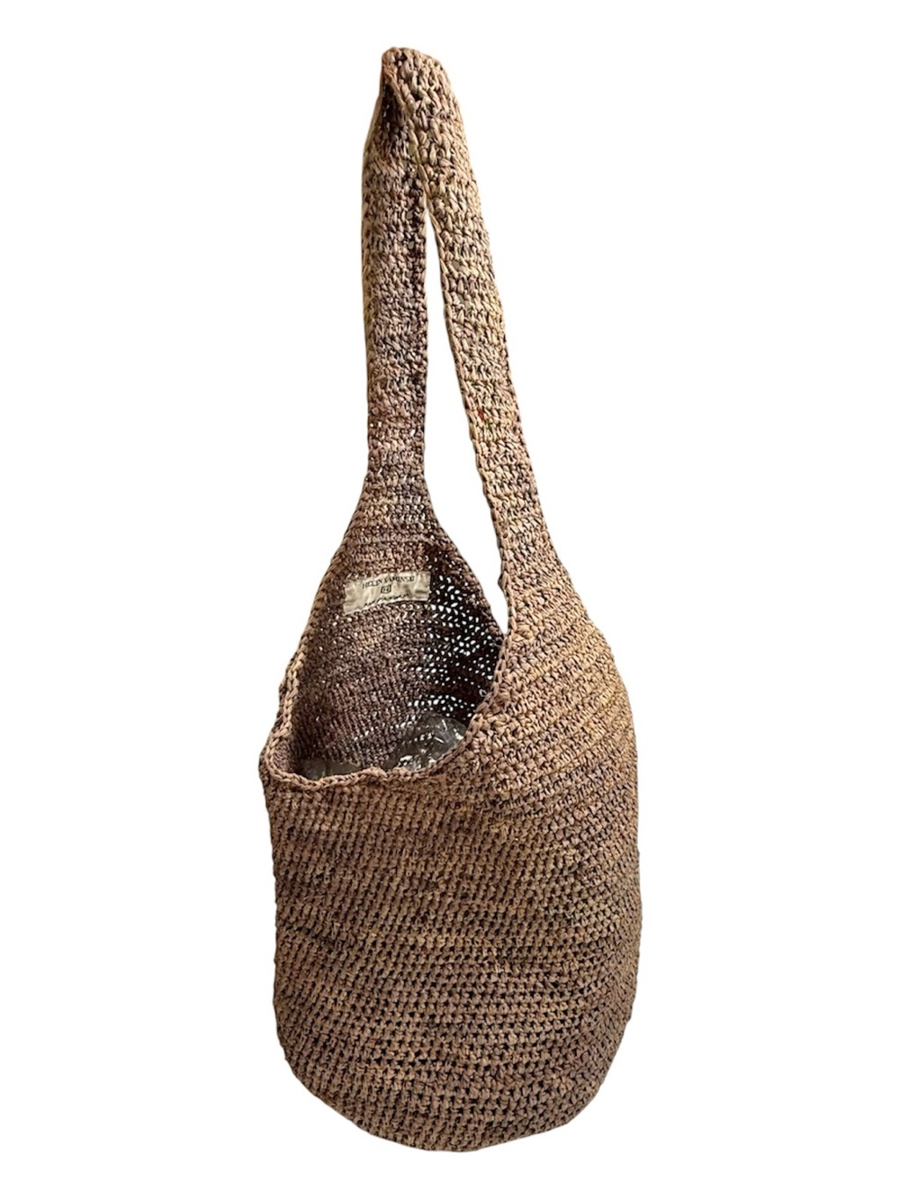 Helen Kaminski Carillo Hand-Crocheted Raffia Bucket Shoulder Bag Multi Tone